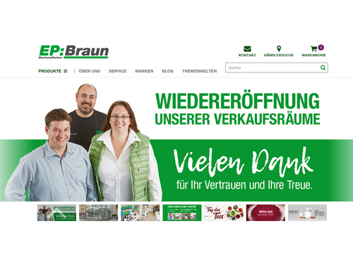 Mit individuellen Homepagebühnen, Postings und Werbevorlagen unterstützt die ElectronicPartner Zentrale ihre Mitglieder bei der Wiedereröffnung.