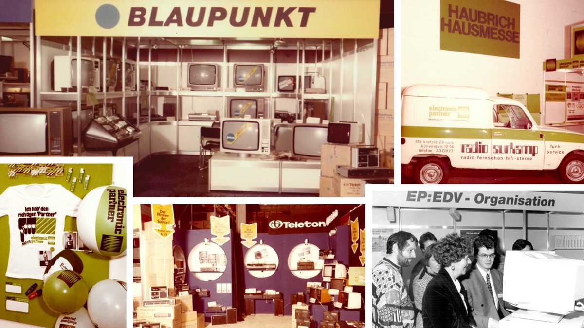 At the early in-house fairs of the 70s, product presentations of the most important brands are represented as well as examples for the individual advertising or later the consultation with the EDP organization in the year 1996.